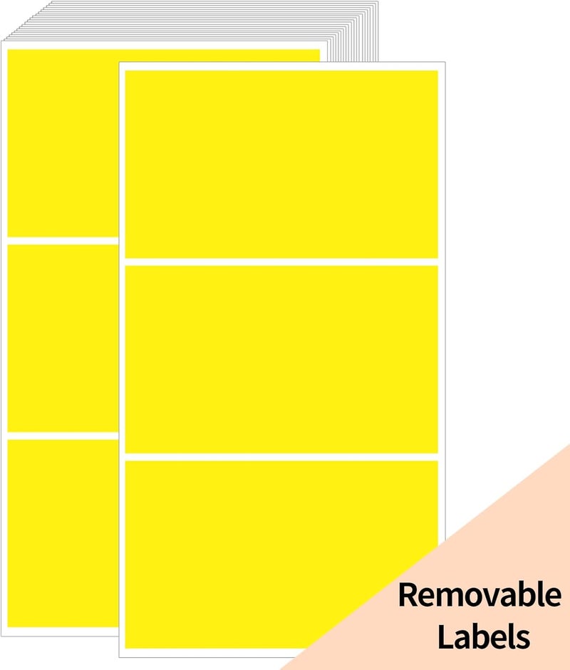 STARLIBOO Removable Colored Labels Stickers, 3X5 Inch Removable Large Label Stickers for Moving Boxes and Storage Bins- Waterproof- Tear Resistant (Yellow) - Image 1